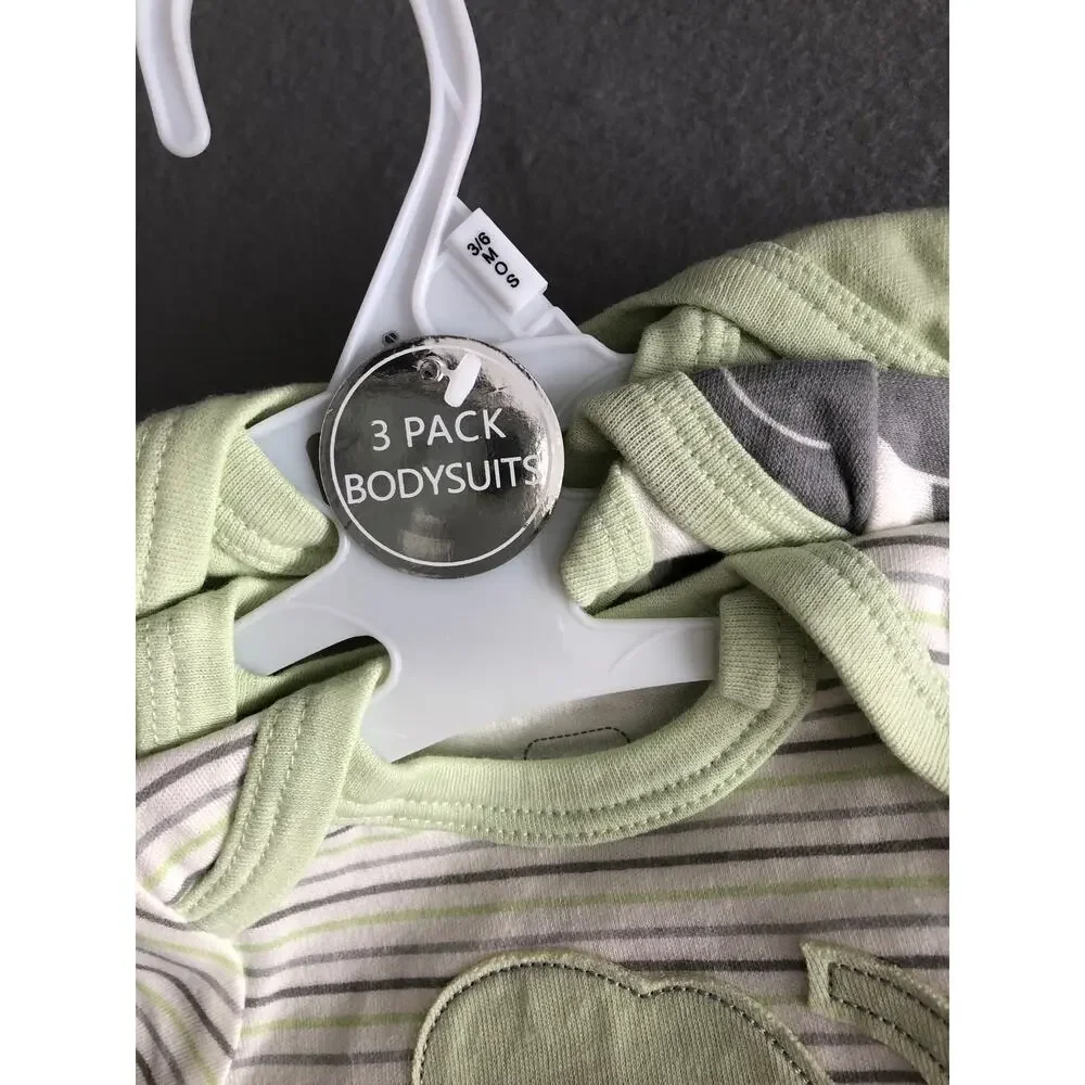 Quiltex 3-Pack Bodysuits in Green Infant 3 to 6 Months NEW